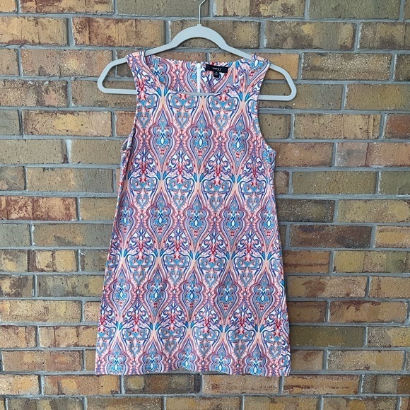 Sleeveless Patterned Dress - Pink and Blue - Picture 1 of 8
